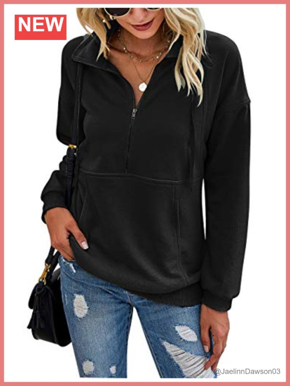 Women's Half Zip Pullover Sweatshirt Long Sleeve Oversized Pocket